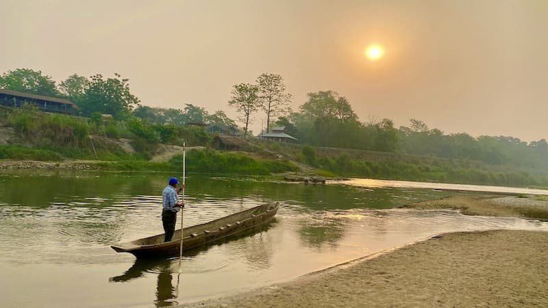 Canoe on Narayani River in Chitwan